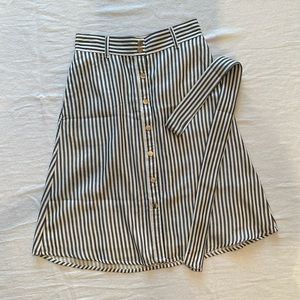 LOFT Petit Striped Linen Midi Skirt